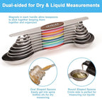 Aovchei 9 PCS Magnetic Measuring Spoons Set, Dual Sided, Stainless Steel Small Tablespoon, Teaspoons, Fits in Spice Jars, for Dry and Liquid, MultiColor