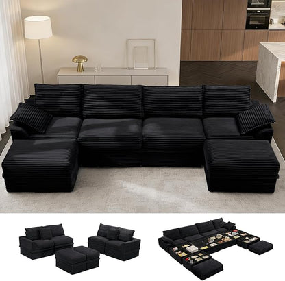 Upgrade Boneless Couch with Storage, Extra Deep&High Seat Modular Sectional by Unknown