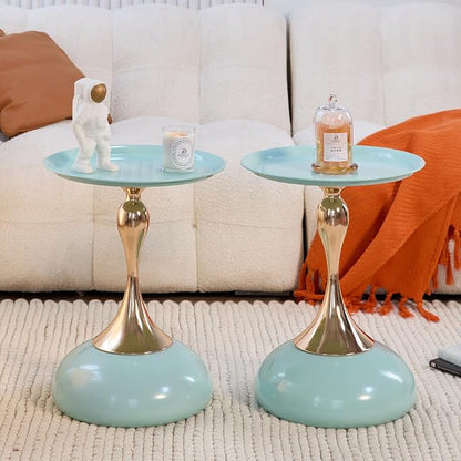 2-Pack Light Green Sleek Hourglass Side Table - Image 3