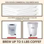 50 Pcs Commercial Cold Brew Coffee Filters,20" x 20" Commercial Cold Brew Bags For Commercial Model Cold Brew Coffee Makers and 5-Gallon Commercial Systems,with Drawstring,Brew Up To 5 LBS Coffee