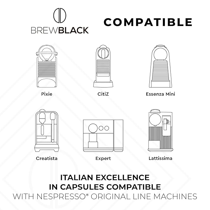 BrewBlack Supremo Coffee Capsules - 120 Aluminum Coffee Pods Compatible with Nespresso Original line, 100% Arabica Medium Roast - Intensity 7/12, Made in Italy