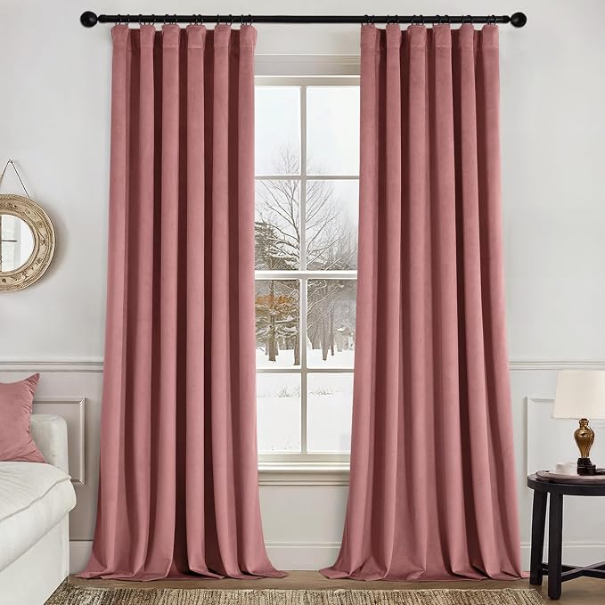 MIULEE Velvet Curtains 50W x 108L 2 Panels Dusty Rose Blackout Curtains | by MIULEE