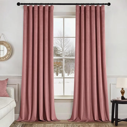 MIULEE Velvet Curtains 50W x 96L 2 Panels Dusty Rose Blackout Curtains | Luxury by MIULEE