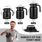 51Oz Thermal Coffee Carafes For Keeping Hot/Cold, Stainless Steel Coffee Carafe, Dustproof Insulated Water Carafe for Party/Home,Black