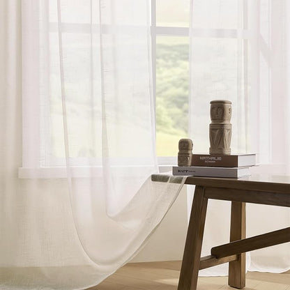 Joydeco Sheer Curtains 72 Inches Long, Cream Curtains - Image 4