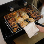 P&P CHEF Baking Cooling Rack Set for Cooking Roasting, 4-Piece Stainless Steel Wire Racks for Oven Use, Healthy & Dishwasher Safe, Rectangle, 8.6 + 9.7+ 11.6 + 15.3 Inch