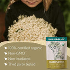 Elderflower Tea (10oz.) - Organic Dried Elderflowers - Elder Flowers Dried Herbs, Te de Sauco, Flor De Sauco Organico - Respiratory Tea - Great for Allergy