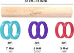 Adjustable Wooden Rolling Pin - 3 Removable Silicone Rings - Perfect for Baking & Pastry, Pizza, Pie, Cookie Dough - Precision Baking Tool for Kids
