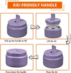 13.5oz Kids Thermos for Hot Food, Insulated Vacuum Food Jar with Buckle Lid, Stainless Steel Wide Mouth Leak Proof Insulated Lunch Container for School Picnic Travel,Purple