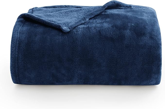 BEDELITE Fleece Blanket Soft Plush King Size Bed Blanket Navy 108"x90" | Ultra - Image 9