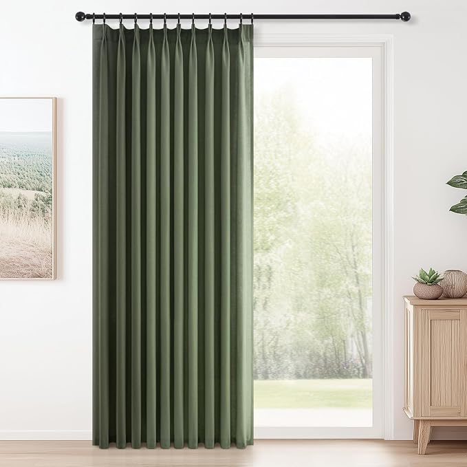 Topfinel Olive Green Pinch Pleated Curtains 108 Inch Length 1 Panels by Topfinel