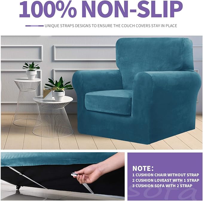 ZNSAYOTX Oversized Velvet 3 Piece Couch Cover - Image 5