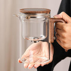 Enchanti Tea Pot, Witchcraft Magic Glass Teapot with Infuser Strainer and Lid for Loose Leaf Tea Herbal, Magnetic Water Separation Tea Maker Kettle with Cups Clear Enchantipot (1000ml)