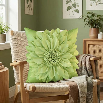 Sage Green Accent Flower Decorative Throw Pillow Covers - Image 7