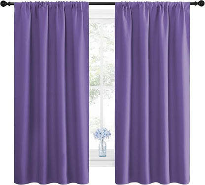 NICETOWN Kitchen Curtains, Short Blackout Drapes, Lilac Purple, Thermal by NICETOWN