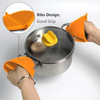 Oven Mitts Silicone Pot Holders Set Heat Resistant for Kitchen - ChufanMomsil 6 PCS Mini Silicone Oven Gloves Kitchen Mittens, Short Pot Pinch Grips for BBQ & Baking, Orange