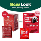 Copper Cow Premium Pour Over Single-Serve Vietnamese Coffee | Churro | Dark Roast | Flavored with Real Cinnamon | Includes 16 Coffees