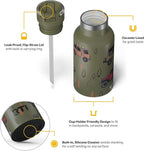 RTIC Little Journey Bottle with Straw, Insulated, Stainless Steel, Metal, Double Wall Vacuum-Insulation, Ceramic-Lined, Leak-Proof Lid, BPA-Free Water Flask for Sports, Travel, Happy Camper