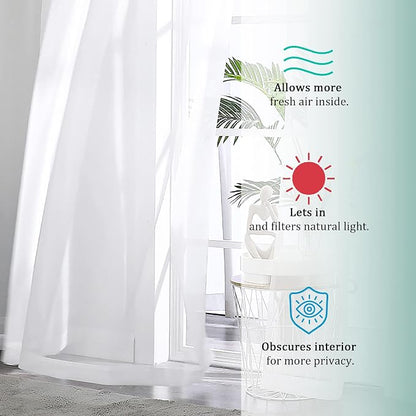 White Sheer Curtains 90 Inches Long 2 Panels - Image 6