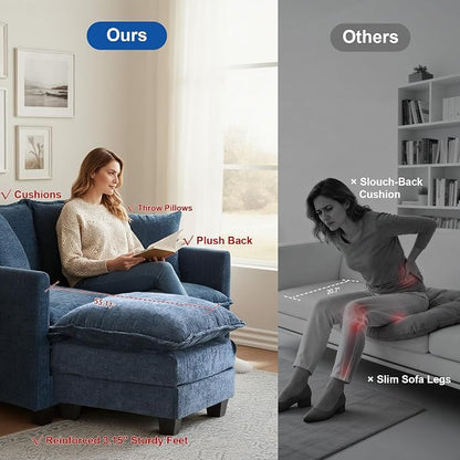 Loveseat Sofa with Ottoman - Image 9