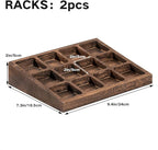 Yangbaga 24Pcs Glass Spice Jars with Labels-4oz Acacia Wood Lid Square Spice Containers and 2pcs Rack with Pepper Grinder Lids &Funnel,Seasoning Jars for Rack Cabinet Drawer
