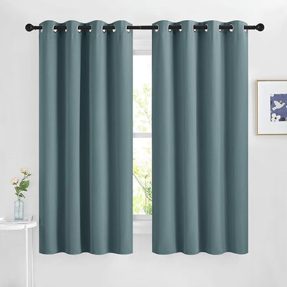 NICETOWN Greyish Blue Blackout Curtains 63 inches Long, Grommet Room Darkening by NICETOWN