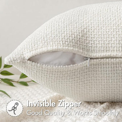 MIULEE Decorative Couch Throw Pillow Covers 18x18 in Pure White 2 Pack | Modern - Image 5