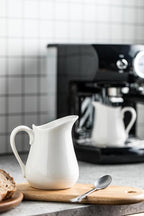 LYEOBOH 17 OZ Creamer Pitcher - Ceramics Creamer with Handle, Coffee Milk Pourer for Home Kitchen Microwave Dishwasher Freezer Safe, White