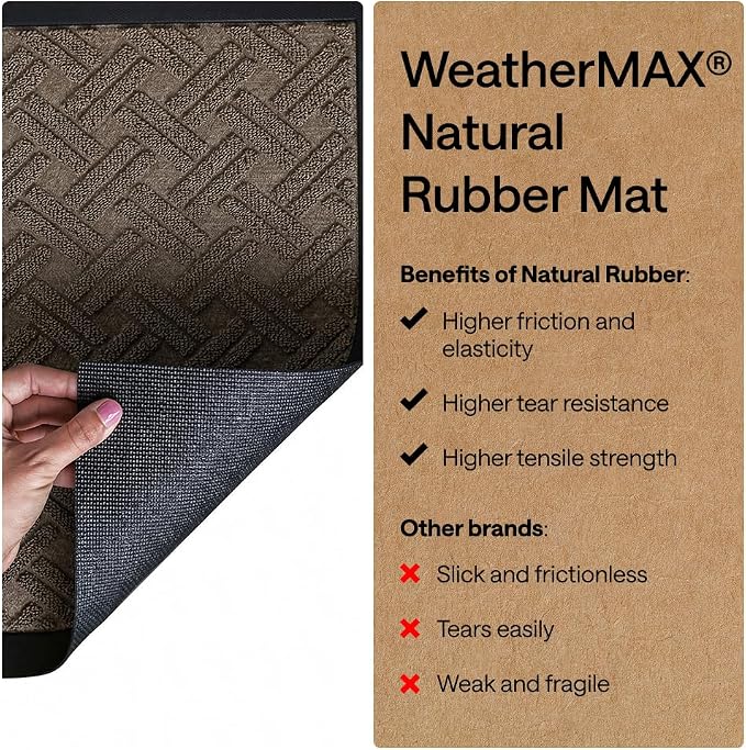GORILLA GRIP 100% Waterproof All-Season WeatherMAX Doormat, US Designed Natural - Image 7