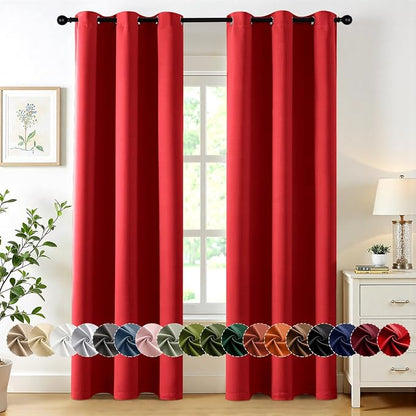MIULEE Blackout Curtains for Bedroom 2 Panels 40x72 Inch Long Christmas Red | by MIULEE