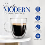 Kitchables Double Walled Glass Coffee Mugs Set of 2, 20oz Insulated Glass Coffee Mugs for Cappuccino, Latte, Tea, Espresso - Latte cup - Tazas Para Cafe