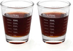 Shot Glasses Measuring cup Liquid Heavy Glass Wine Glass Espresso Shot Glass 26-Incremental Measurement 1 OZ 4 Features 45ML (2 pack-white 30ml)