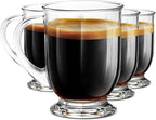 Glass Coffee Mugs Set of 4, 16 OZ Large Clear Glass Beer Cups with Handle,Striped Mug for Hot Beverages,Tea, Cappuccino, Latte, Espresso, Juice Mothers