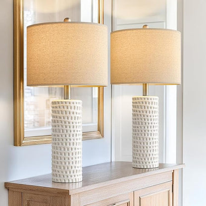 PORTRES 24" Farmhouse Ceramic Table Lamp Set of 2 - Image 6