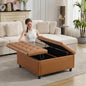 Tbfit Large Square Storage Ottoman Bench, Tufted Upholstered Coffee Table by TBfit