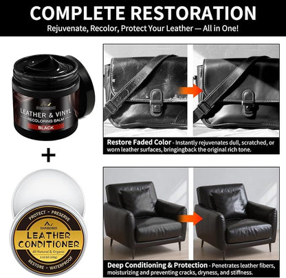Leather Recoloring Balm with 100ml Mink Oil, Car Seats, Dye & Restorer - Image 2