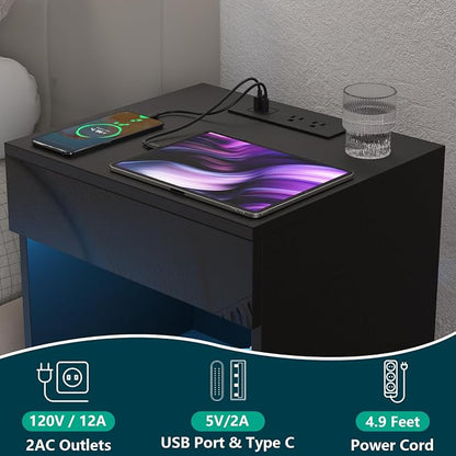HOMMPA Set of 2 Open Shelf LED Nightstands - Image 3