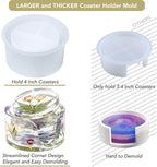 6-Cavity Deep Coaster Molds with 4 Inches Thickened Coaster Holder Silicone Mold for Epoxy Resin, Coaster Resin Molds for DIY Art Craft Cup Mats Flower Bouquet