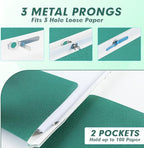 Two Pocket Folders, PANDRI 100 Pack Two Pocket Folders with Prongs, 2 Pocket 3 Prong Folders Designed for Office and Classroom, Letter Size Assorted 5 Colors
