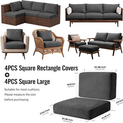 8Pcs Outdoor Cushion Covers, Stretch Patio Furniture Couch Chair Slipcovers | - Image 2