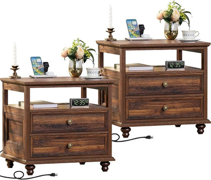Joaxswe Farmhouse Nightstand Set of 2 by Joaxswe
