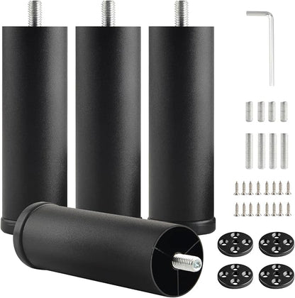 4 Pack Furniture Legs Cabinet Metal Cylinder Risers Legs M8 Screw in Support by Unknown