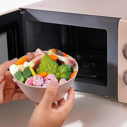 LIYH 48 Pcs Beige Plastic Wheat Straw Dinnerware Set - Reusable Plates and Bowls Sets,Unbreakable Plates Dishes Bowl Cup Outdoor Camper Dish Set for 12