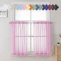Light Pink Sheer Curtains 36 Inch Length 2 Panels, Elegant Voile Cafe Short by Lecloud