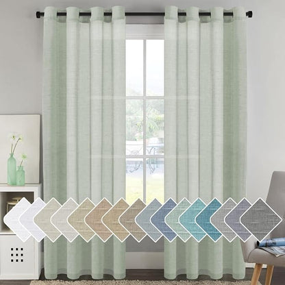 H.VERSAILTEX Linen Curtains 90 inches Long Linen Curtains/Natural Linen Blended by HVERSAILTEX