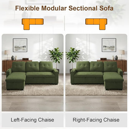 KCGKCG 82" L Shaped Sleeper Sofa Bed, Pull Out Sectional Couch - Image 7