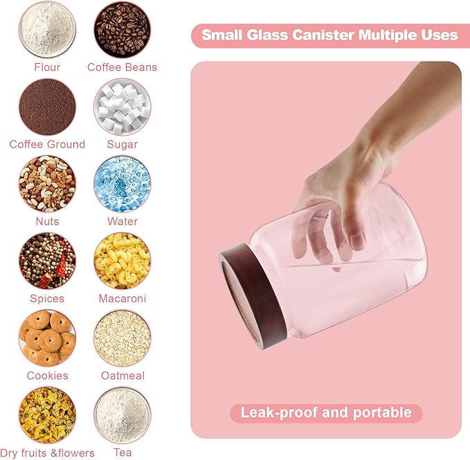 Glass Spice Jar Coffee Sugar Container Airtight Glass Jar Food Storage Canisters Bottle for Kitchen Seasoning Tea Herb Overnight Oats Bar Parfait Snacks (1200ml(40oz)-2 pack)