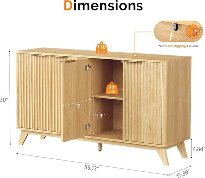 VINGLI Modern TV Stands for 65 inch tvs, Mid Century TV Stand - Image 3