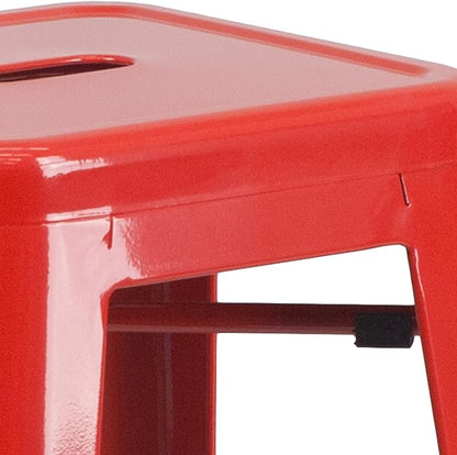 Flash Furniture Commercial Grade 30" High Backless Red Metal Indoor-Outdoor - Image 5