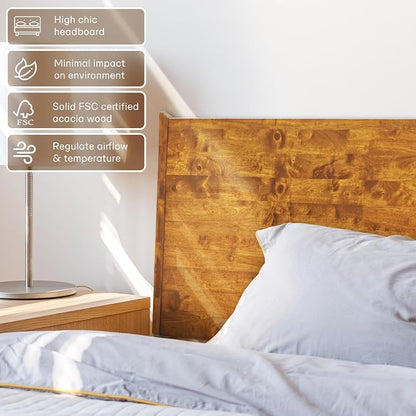 Acacia Haven Queen Bed Frame and Headboard, Platform Bed Frame Scandinavian - Image 4